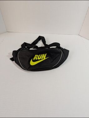 Nike Black Waist Pack with Neon Yellow Run Swoosh